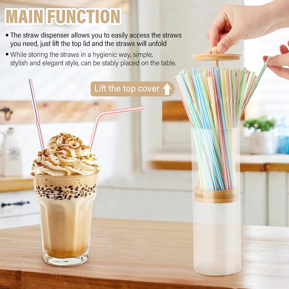 Straw Holder Dispenser for Counter,Straw Dispenser with 100 Straws