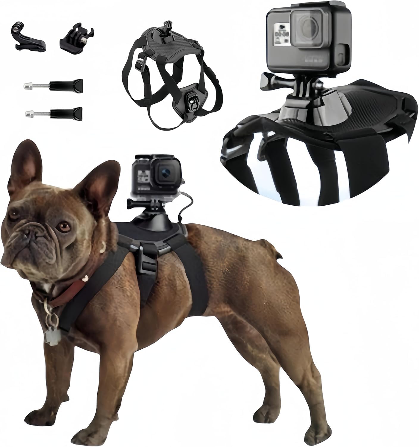 SHOPEE Dog Harness for Go-pro, with 2 Mouting Base,Soft Adjustable for Small Medium and Large Dogs for Go-pro 13 12 11 10 9 8 7 6 5 4 3, for DJI Osmo Pocket Camera and Insta360-picture-36