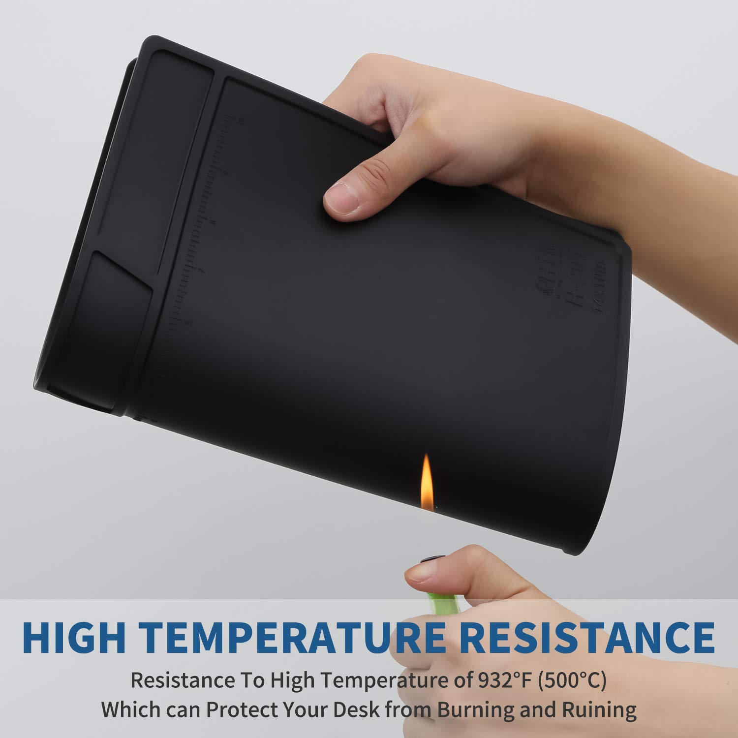 HTM-201 - Alfombrilla de reparación de silicona negra resistente al calor para soldadura, electrónica, reparación de computadoras, etc