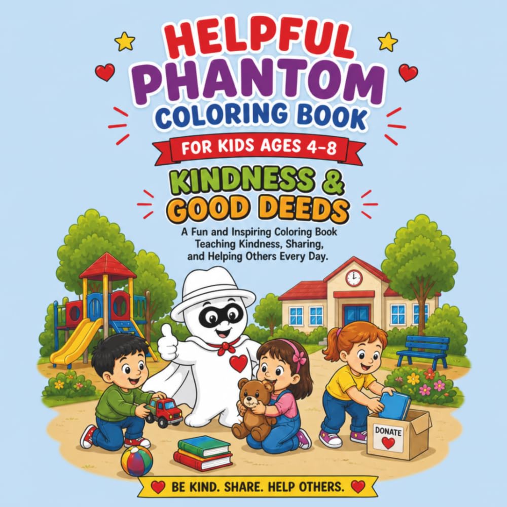 Helpful Phantom Coloring Book for Kids Ages 4–8 | Kindness & Good Deeds | Fun and Easy Coloring Pages Teaching Sharing, Helping Others, and ... Kids Kindness, Respect, and Positive Behavior