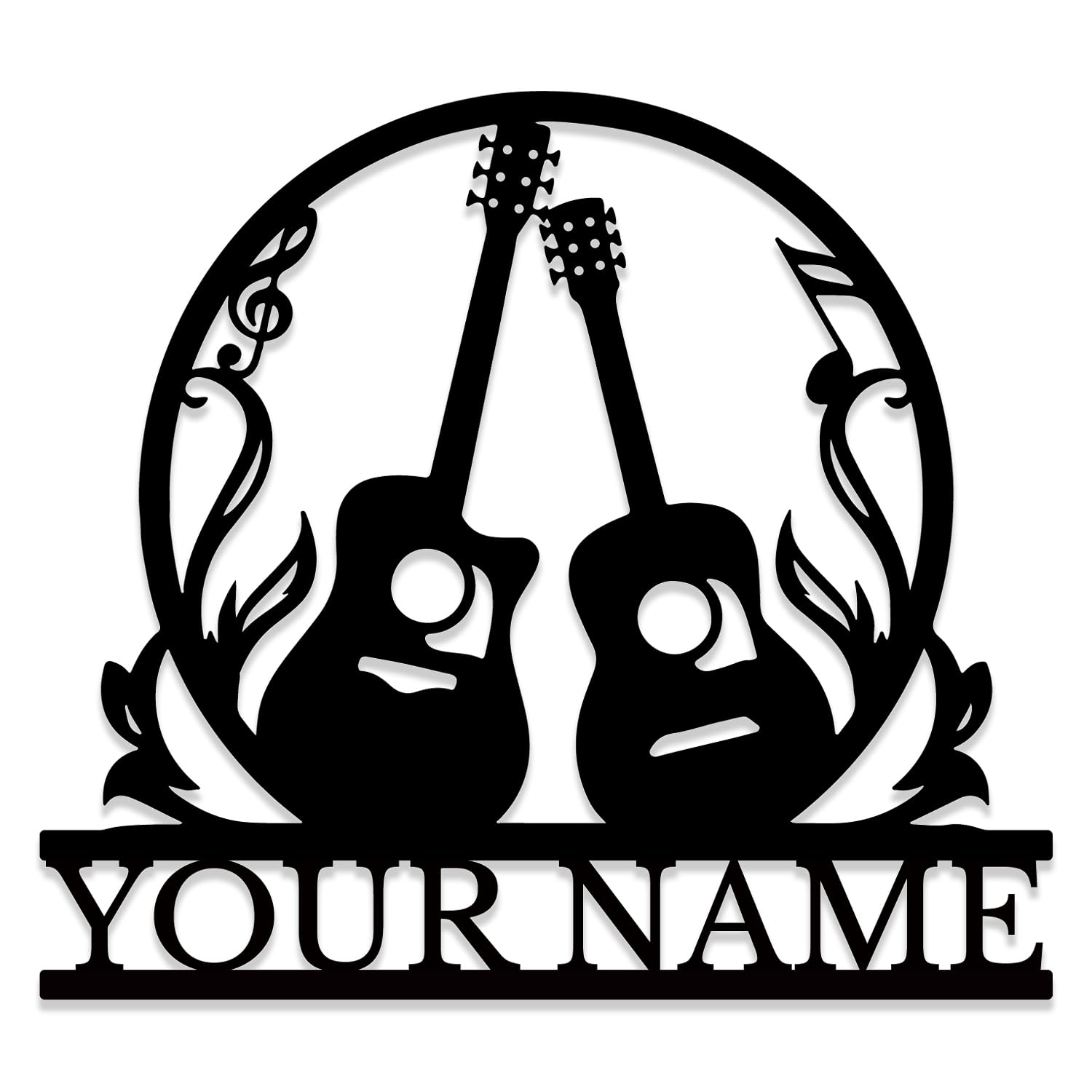 Custom Guitar Metal Sign, Personalized Guitarist Name Sign, Music Studio Wall Art, Band Room Decor, Classic Guitar Lovers (Style-2)