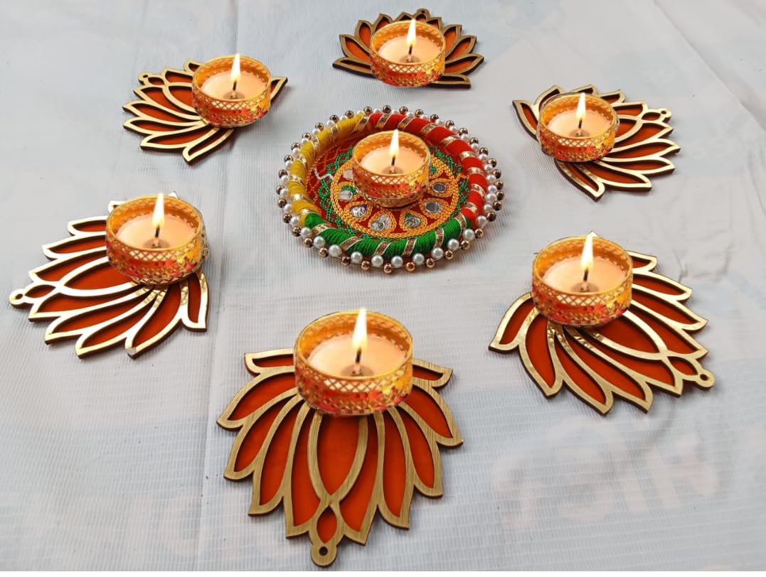 Handmade Set of 14, Orange Lotus Chudi Diya Rangoli Candles with Wax, Multi Color Rings for Diwali Ganesh Chaturthi Laxmi Pooja Home Temple Rangoli Diya Floor Decoration muli Color (B0DF5J9RCY) Amazon Price History, Amazon Price Tracker