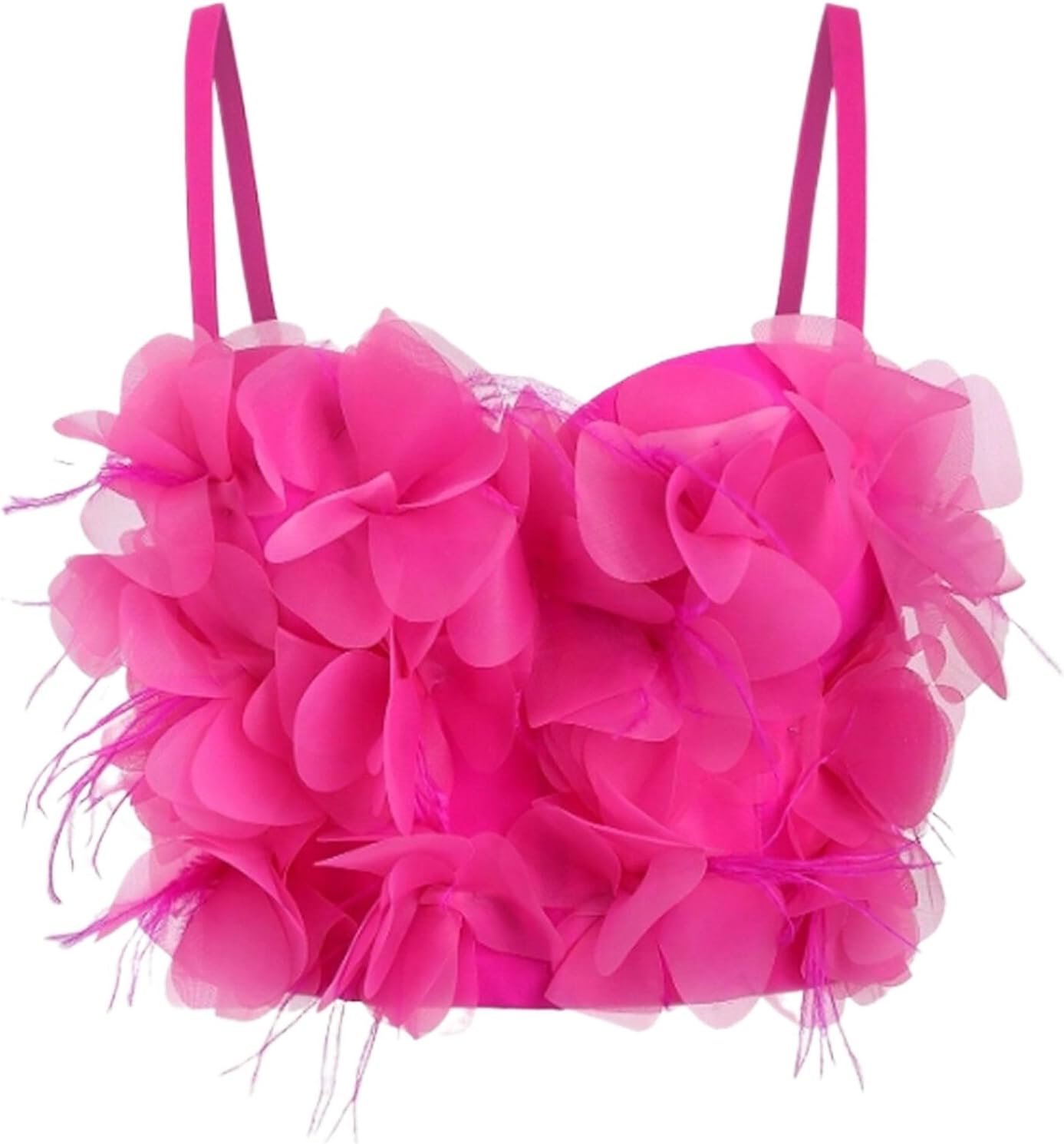 Women's lace Feather Tassel Corset Bustier Push Up Bralette Clubwear Crop Top Bra