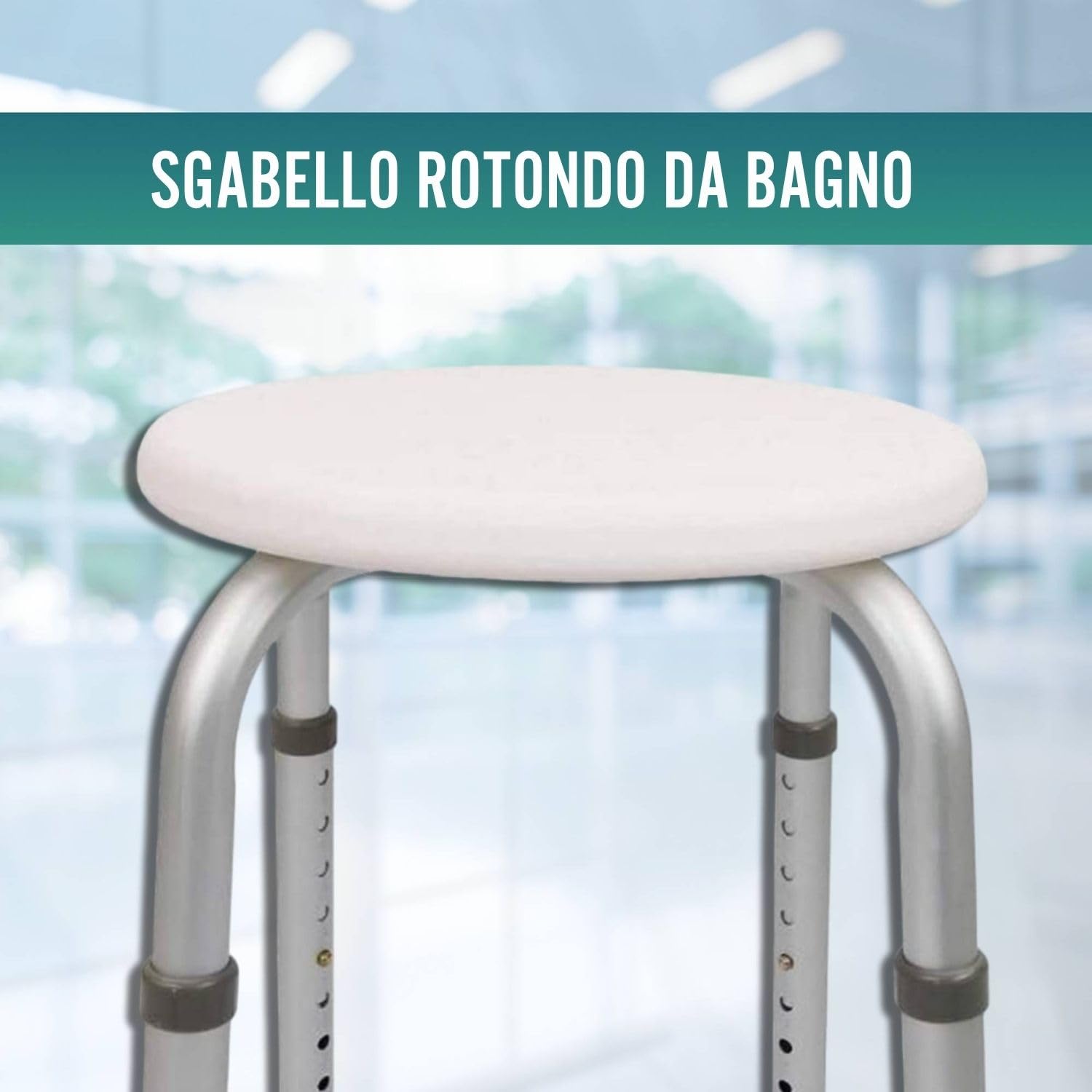 OrtoPrime sgabello da doccia per anziani rotondo – Sedia per doccia regolabile in altezza – Sgabello da bagno antiscivolo per adulti e anziani – Sedia doccia ergonomica leggera e sicura