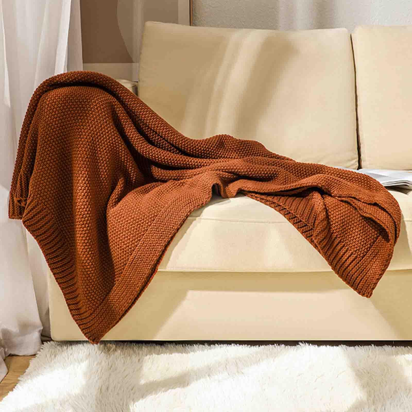 JUSHZ Plaid Matrimoniale Coperta Divano Blanket Primaverile Letto Singolo Termica Singolo Scaldaletto Lavorato A Maglia Per Le Pause in Ufficio Calore in Soggiorno O in Auto (Brown,130x160CM)
