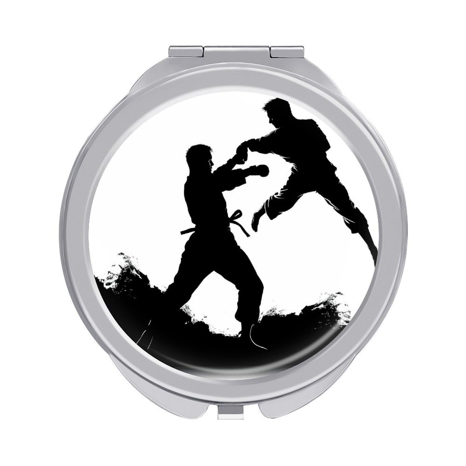 Fekiloot Style Kickboxing Travel Makeup Mirror Handheld Compact Mirror Portable Pocket Mirror Double-Sided 1X/2X Magnifying For Handbag And Purses