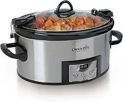 Crock-Pot Sccpvl610-S-A Cozinheira E Transportar Fogão Lento Programável Com Temporizador Digital, Aço Inoxidável 6 Quartos