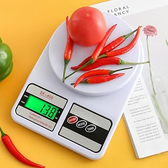 Weight Machine for Kitchen, Digital Scale with LCD Display, Scale for Home Baking, Cooking & Balance Diet. Weighing Machine with capacity 10Kg with back Light (White)