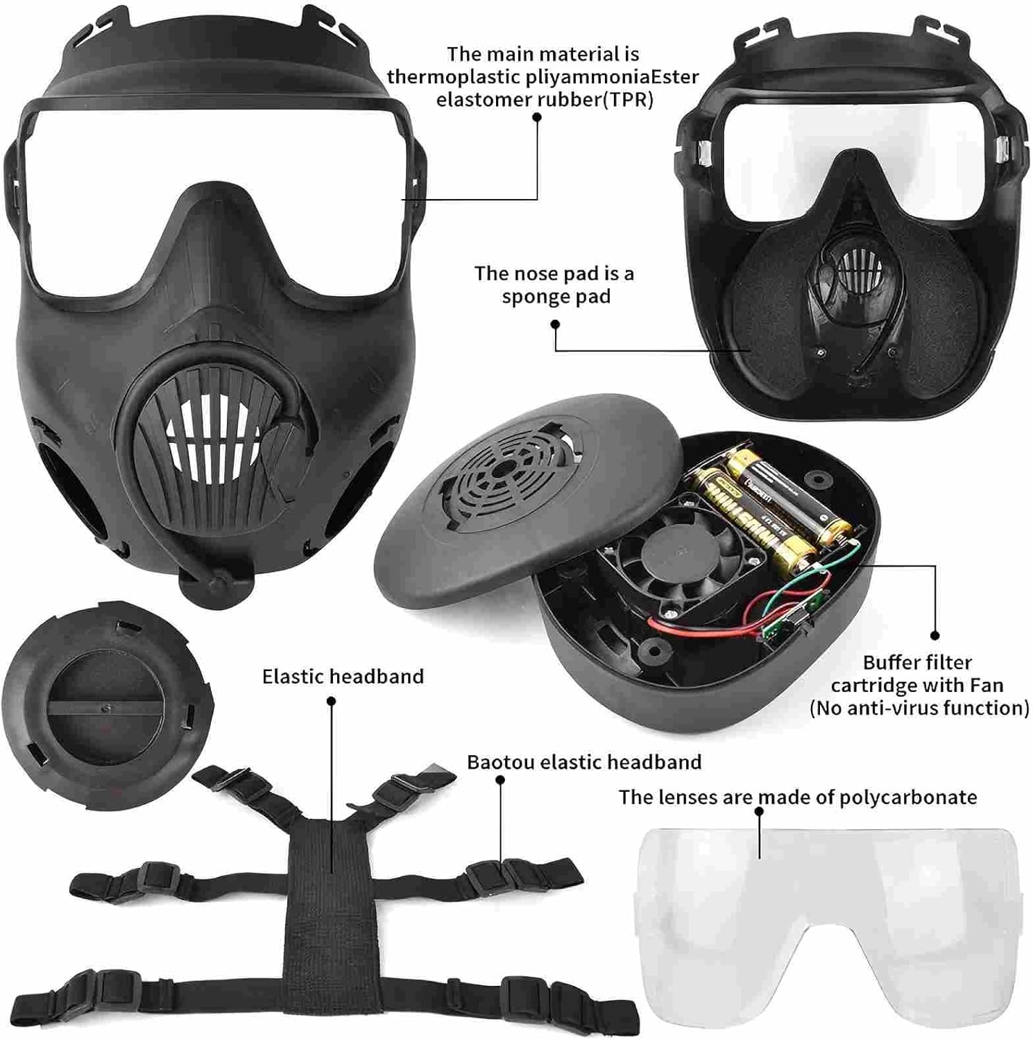 ifkoo M50 Style Tactical Airsoft Full Face Mask with 3 Lenses Anti-Fog, Scratch Resistant for Paintball Cosplay Halloween