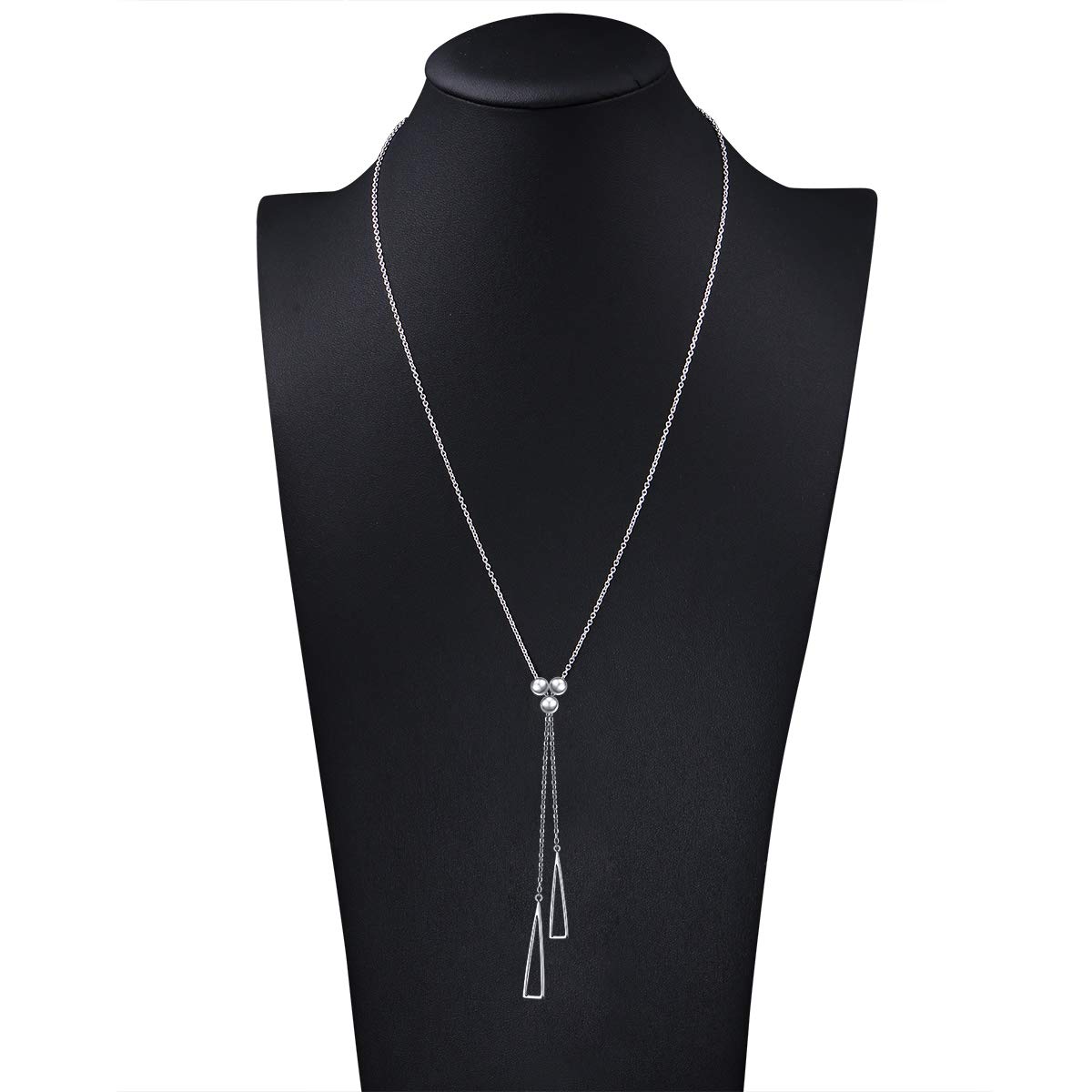 Flyow Lange Kette Schmuck S925 Sterling Silber Lariat Halsketten Verstellbar Y Halskette mit Anhänger für Damen Frauen Mädchen Weihnachtsgeschenke