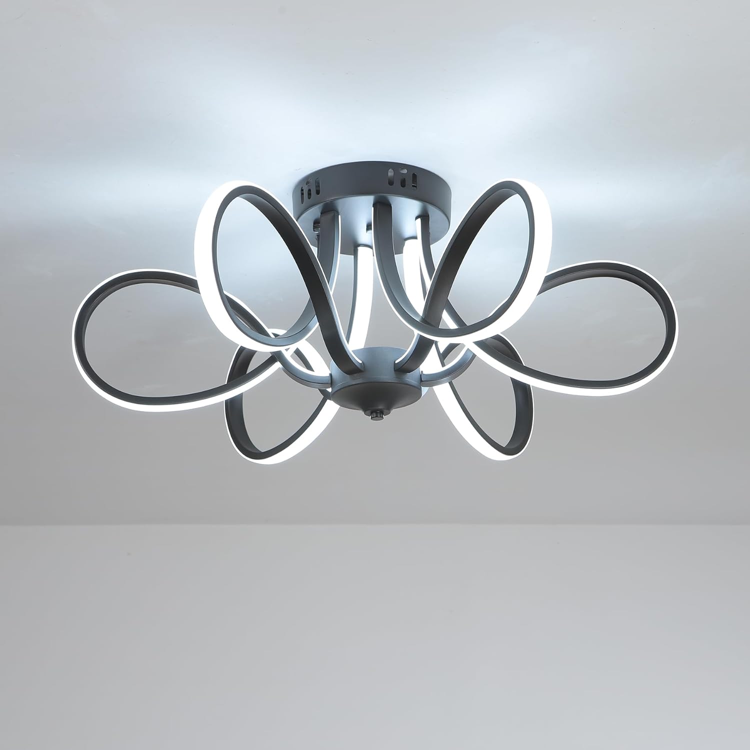 Dimmable with Remote Control Ceiling Light 66W 4620 Lumen Black Finish Luminaire for Bedroom Living Room Dining Room 3000K-6000K (Black-Ceiling-YF2805-S)