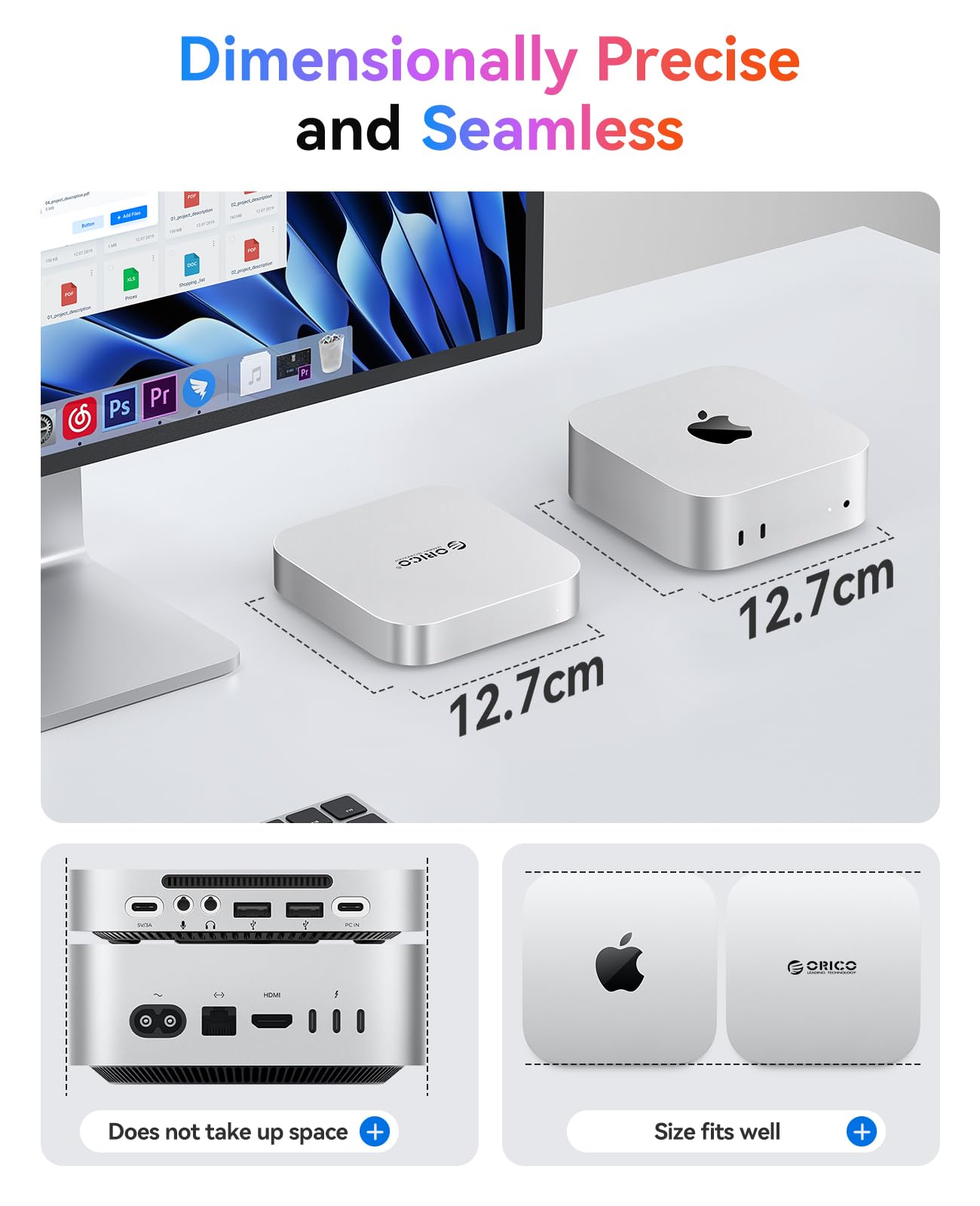 ORICO MiniMate Pro+ Hub Supporto 40Gbps per Mac mini M4/M4 Pro 2025: SSD NVMe 2TB integrato (non rimovibile), Dock USB4 in alluminio, audio 3,5 mm, 2×USB-A, compatibile USB4