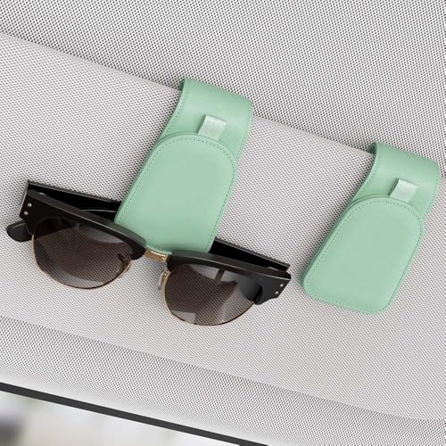 Image of Sotfamily Sunglass Holder for Car Visor, Suede Cloth Magnetic Sunglass Organizer for Car Accessories, 2 Packs, Pastel Green
