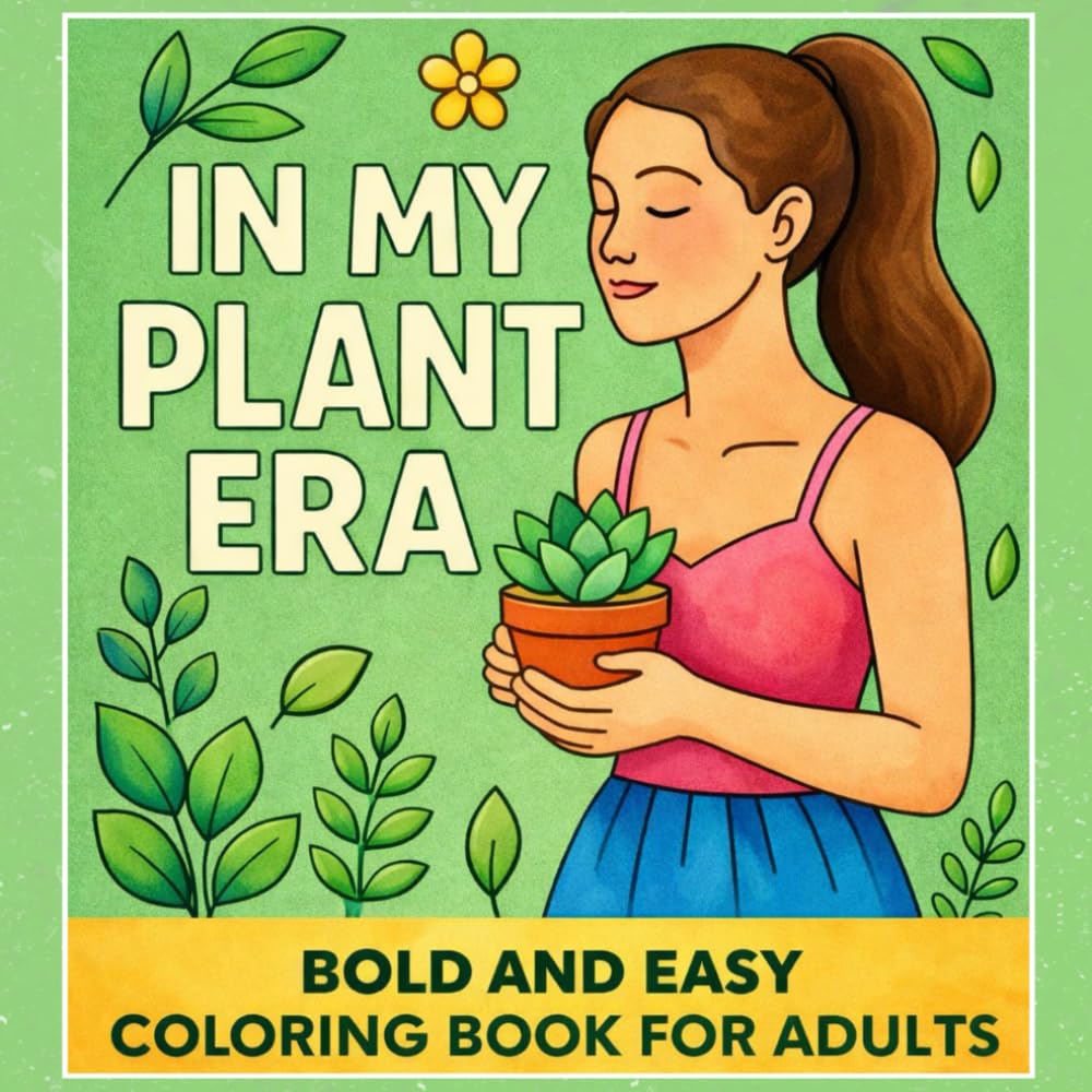 In My Plant Era: Bold and Easy Coloring Book for Adults: Simple Plant Lover Coloring Pages for Relaxation, Stress Relief, and Cozy Creative Time