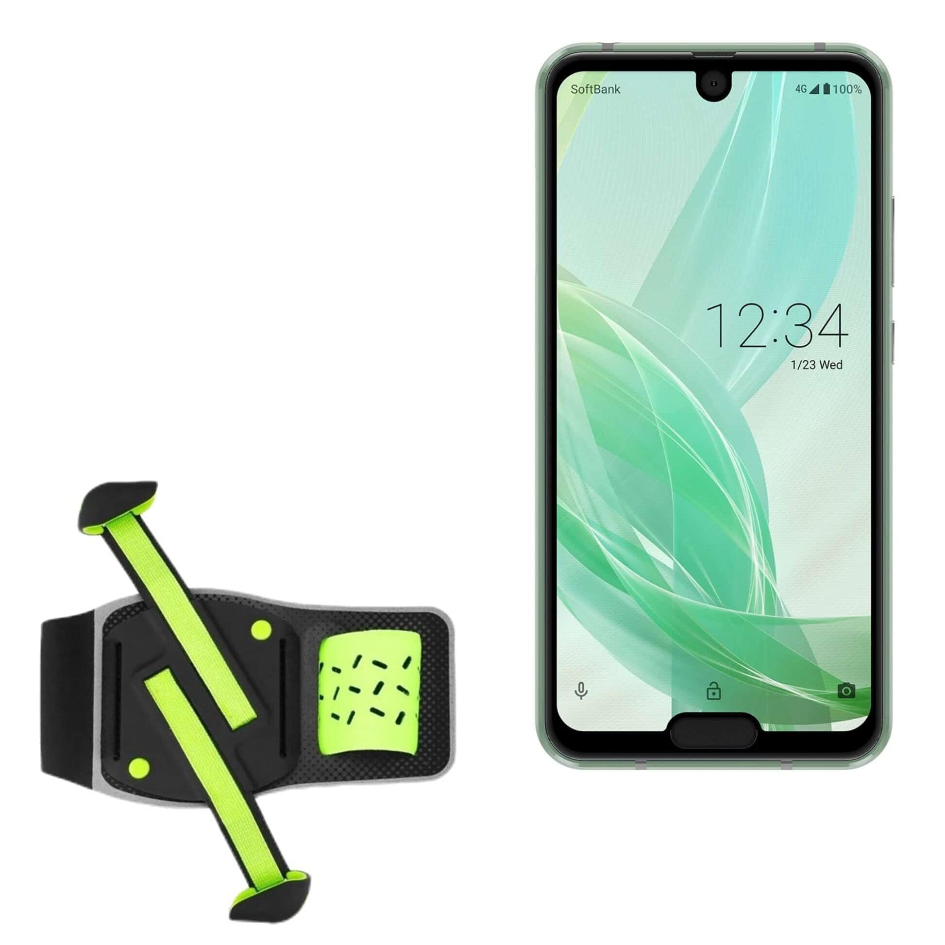 BoxWave Holster Compatible with Sharp Aquos R2 Compact - FlexSport Armband, Adjustable Armband for Workout and Running - Stark Green