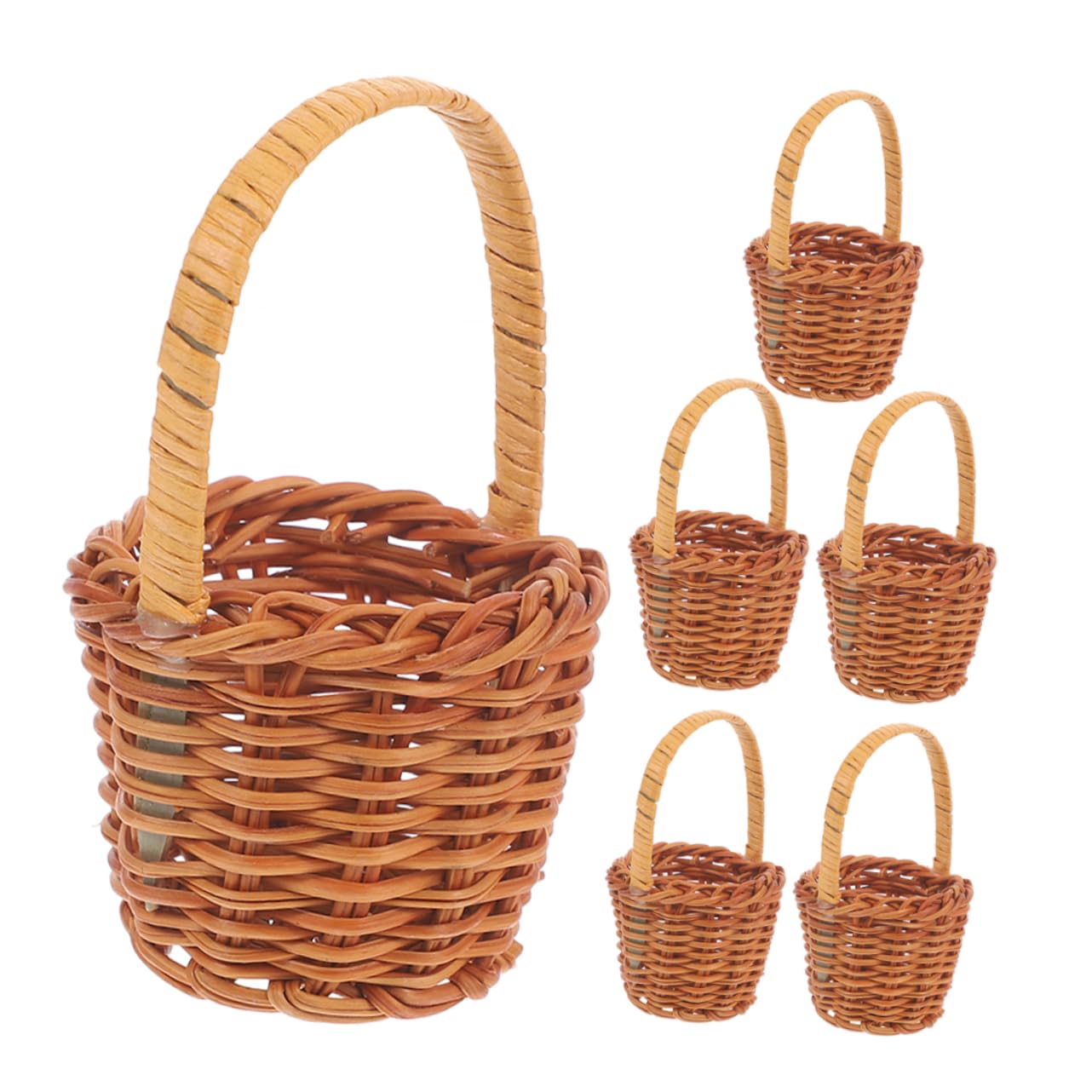 Mini panier tissé rotin lot de 6 pour contenant à dragées et cadeaux d'invités