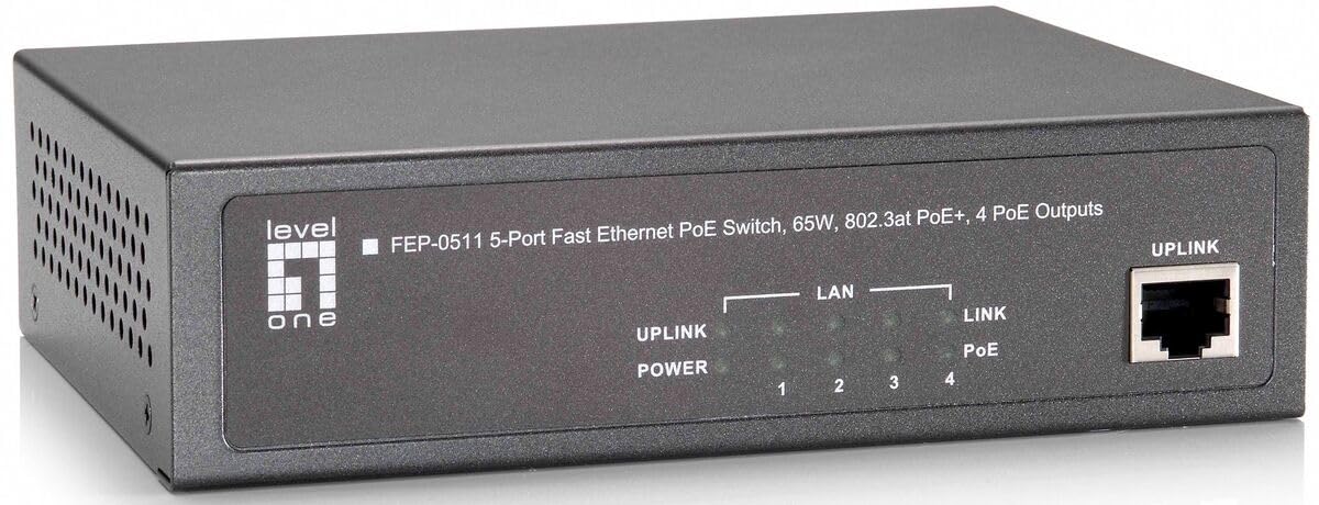 LevelOne 5-Port Fast-Ethernet PoE Switch – Desktop-Ausführung
