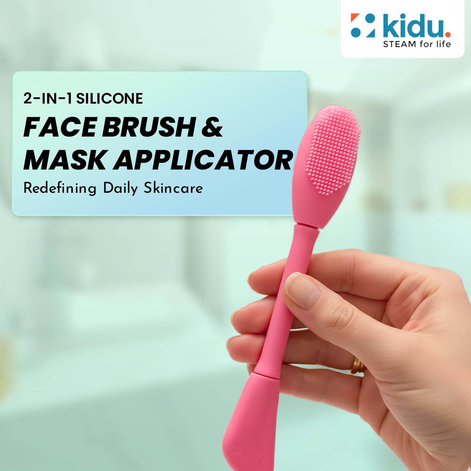 Kidu Dampf-Peeling-Gesichtsbürste, 3er-Set, 2-in-1 Silikon-Maskenbürste & Porenschrubber für Damen und Herren, entfernt Mitesser, abgestorbene Haut und Akne, ultraweiches Gesichtsmassagewerkzeug für