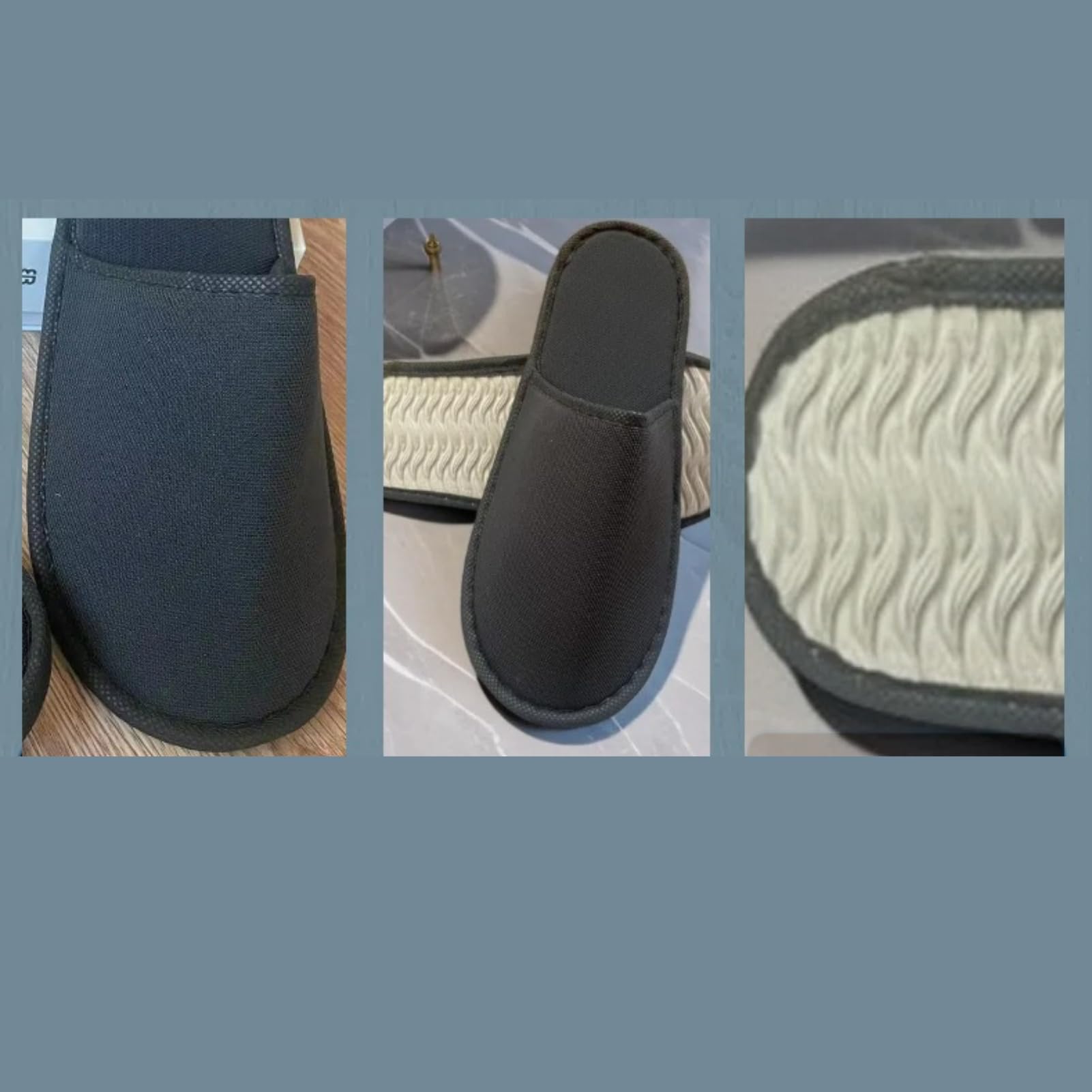 50 Paia Pantofole Monouso Tessuto Unisex Antiscivolo per Hotel Spa Viaggi | Ciabatte Usa E Getta Leggere Traspiranti Suola Spessa Bianco Nero Taglia 42 Adulti