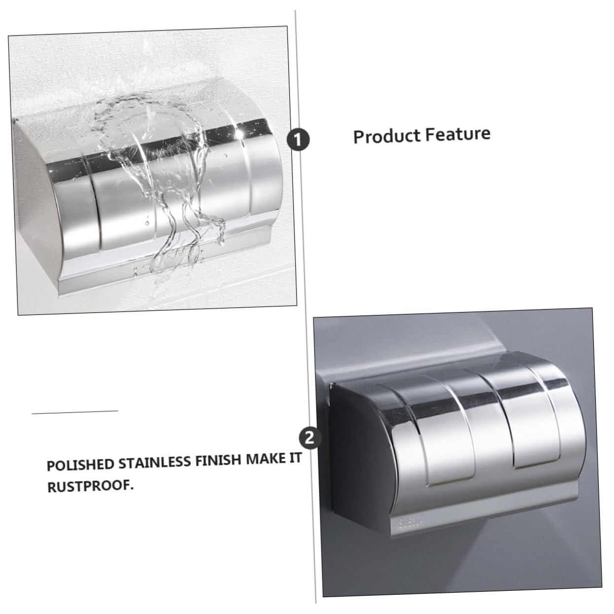 PRETYZOOM Porta Carta senza Fori in Acciaio Inox 304 Igienica da Parete Scatola Semplice Facile da Lavare per Bagno