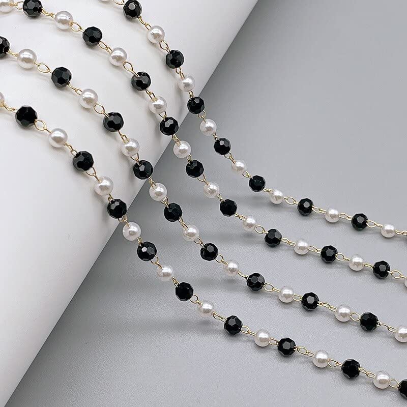 Amazon.co.jp: ビーズ 1 メートル透明黒ビーズチェーン 4 ミリメートル