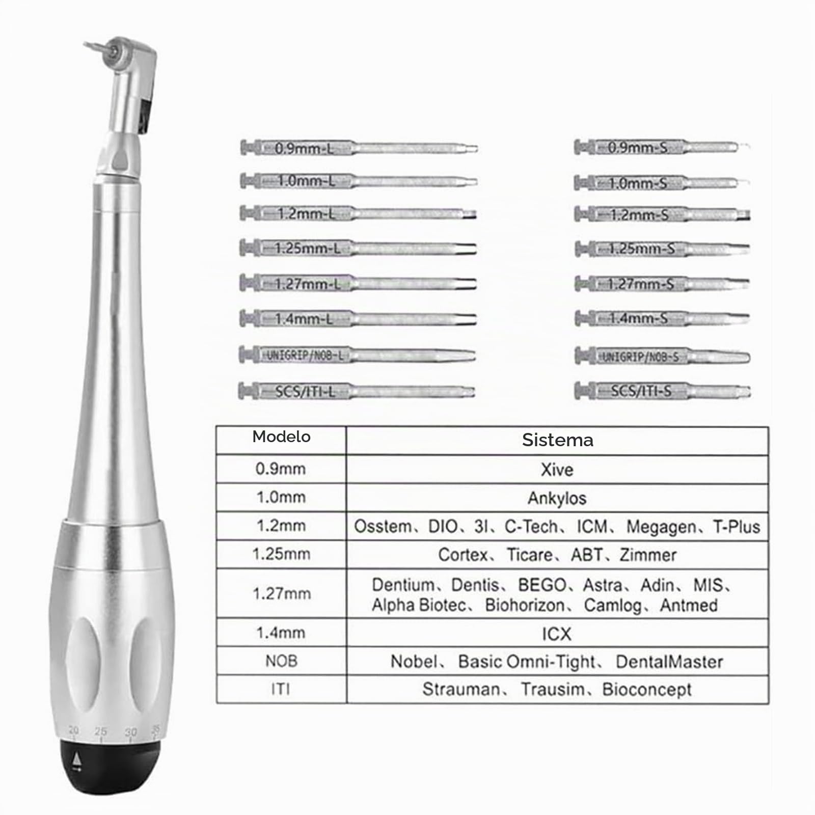 Llave Dinamométrica Dental, Juego De Herramientas Para Restauración Dental, 7 Configuraciones De Torque (5-35 N.Cm) + 16 Cuchillas Universales Para Tornillos, Para Clínicas Dentales