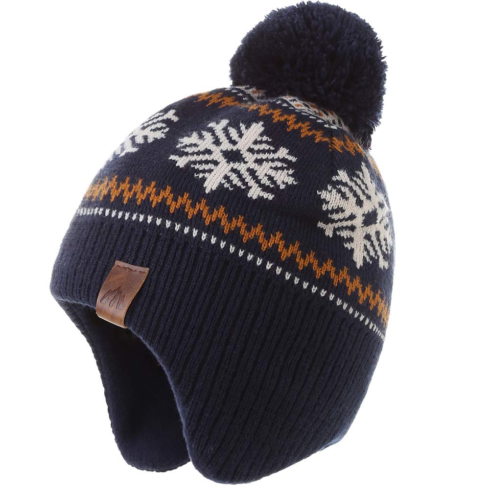 LMLALML Boys Winter Hat Earflap Knitted Beanie for Kids Warm Fleece Lined Thicken Hat for Baby
