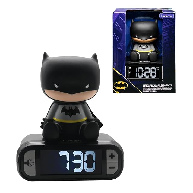 LEXIBOOK, Batman Reloj Despertador Luz Nocturna, RL800BAT