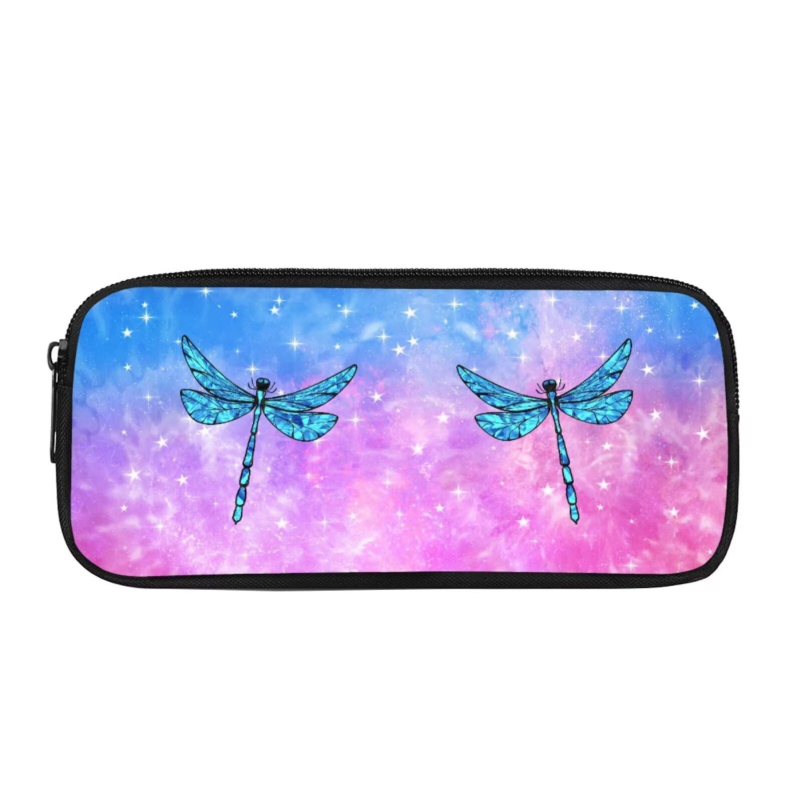 PJHEQOXE Preppy Pencil Case for School Supplies,Dragonfly Pencil Pouch with Zipper,Cute Pink Pencil Bag for Office Supplies,Aesthetic Pen Case Box for Kids Teen Girls Adults
