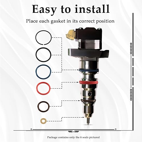 Miniatura 6 de Juego de 8 sellos de junta tórica de inyector de combustible diésel de 7.3L compatibles con camiones F-250 F350 F450 F550 y E-Series Vans E-350 E450