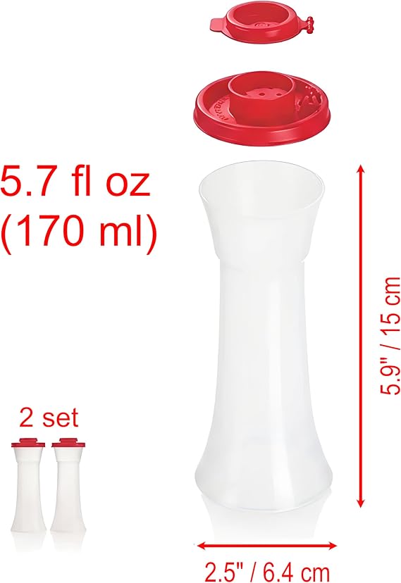 Tupperware Large Hourglass Salt and Pepper with Red Seals