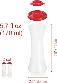 Tupperware Large Hourglass Salt and Pepper with Red Seals