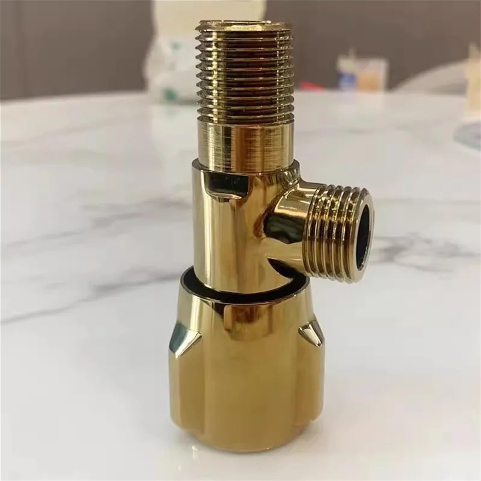 Llave De Escuadra Soporte de pared latón con válvula ángulo dorado for inodoro, parada Universal, triángulo agua cromado for grifo para Fregadero(Chrome)