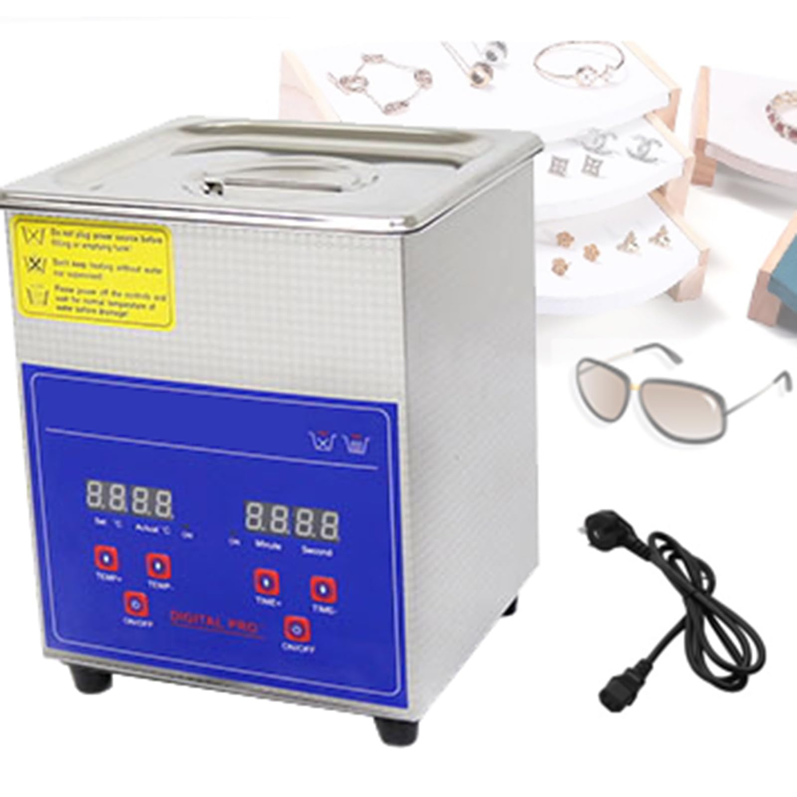 Limpiador ultrasónico para discos de vinilo, máquina de limpieza ultrasónica con calefacción y temporizador, 40 kHz, acero inoxidable, para joyería, relojes, gafas, placas de circuitos impre