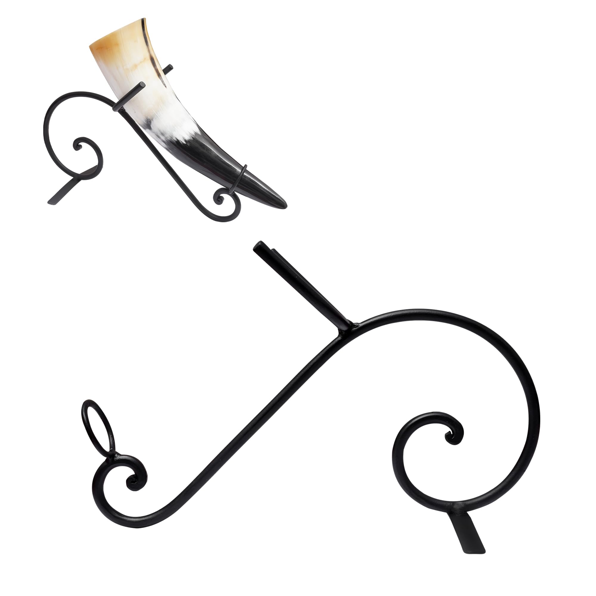 Lord Of Battles Iron Horn Stand Medieval Hand Forged For Drinking Horns Viking Ale Mead Stand For Display And Décor (Iron Horn Stand)