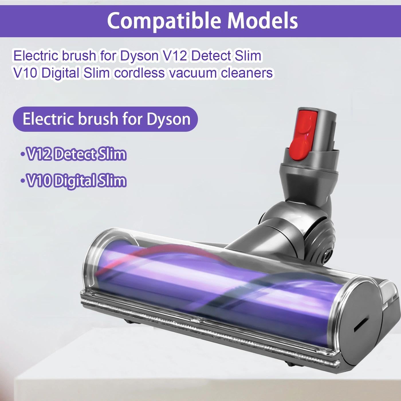 Recambios Cepillo Motorizado para Dyson V12 Detect Slim, Cabezal de Limpieza Turbo Direct Drive para Dyson V12 Slim, Repuestos Brush para Moquetas y Suelos Duros