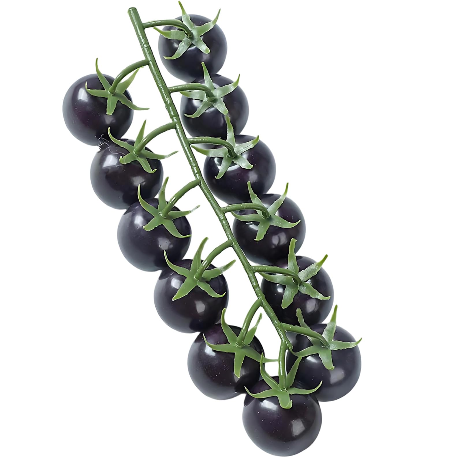 Oxxggkao Artificial Small Tomatoes Bunch Realistic Foam Tomatoes Educational Fruit Toy for Home Kitchen Decoration Basket Display Spume Black Tomato Decoration