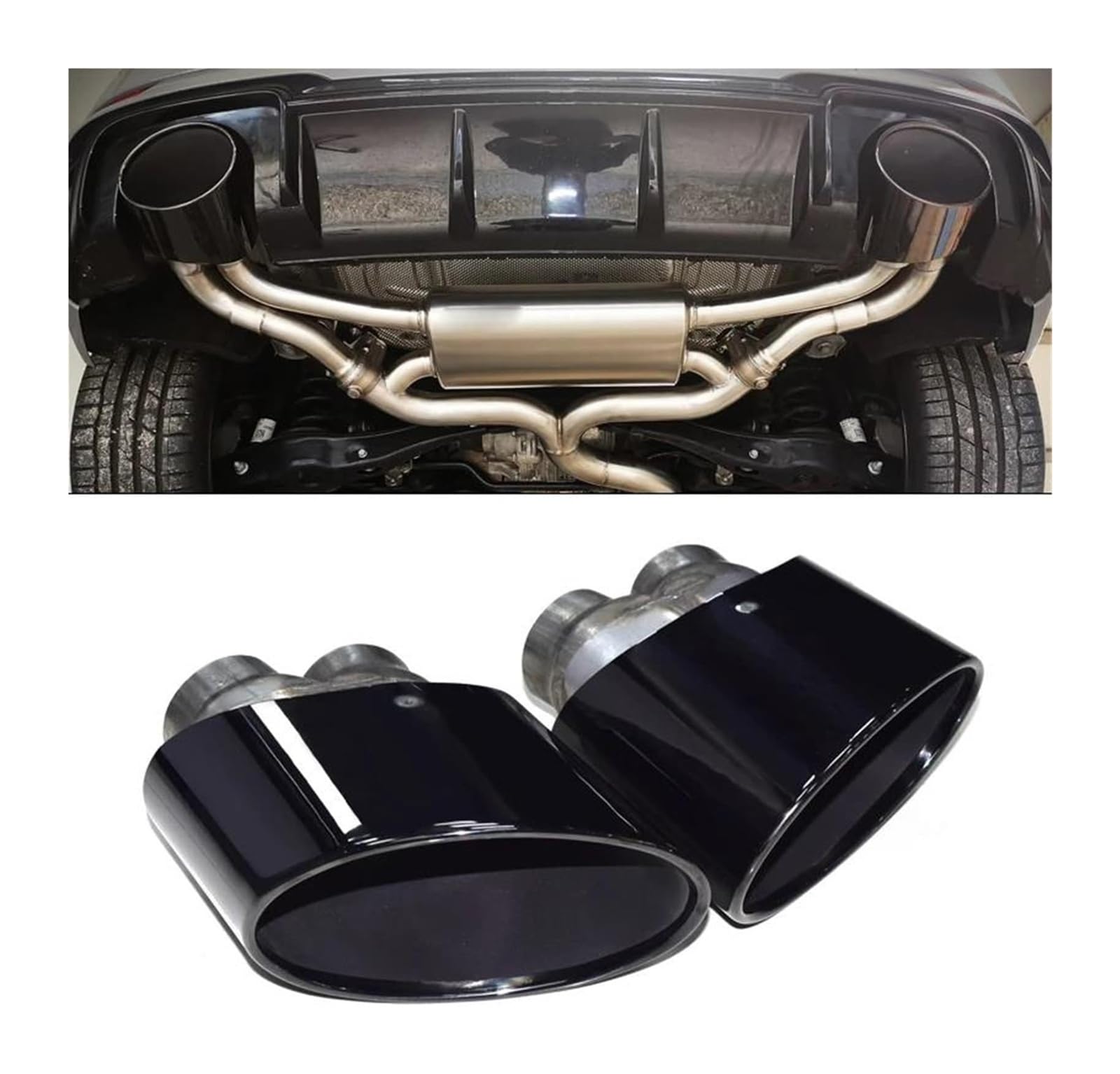 Silenciador Garganta Para RS3 RS4 RS5 RS6 S3 S4 S5 S6 Sistema Silenciador Interior Doble Tubo Escape Automóvil
