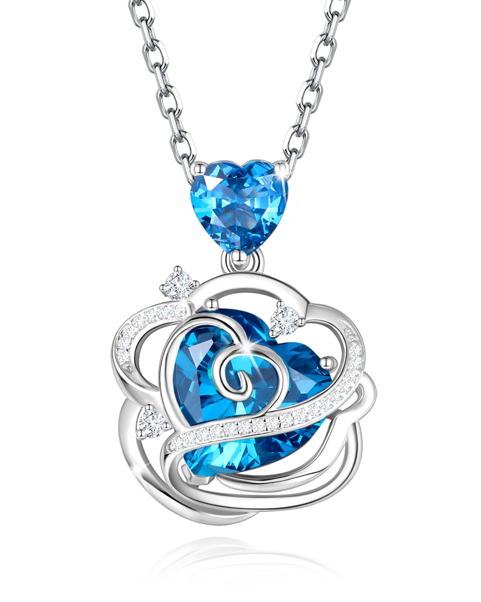 FANCIME Topas Halskette Dezember Geburtsstein Kette Sterling Silber Rose Blume Anhänger Halskette Blau Herz Edelstein Geburtstag Weihnachten Feinschmuck Geschenke für Frauen Her Mom | Sterlingsilber-Anhänger, Schmuck, Edelstein, Geburtstag, Muttertag, Geschenke für Frau und sie