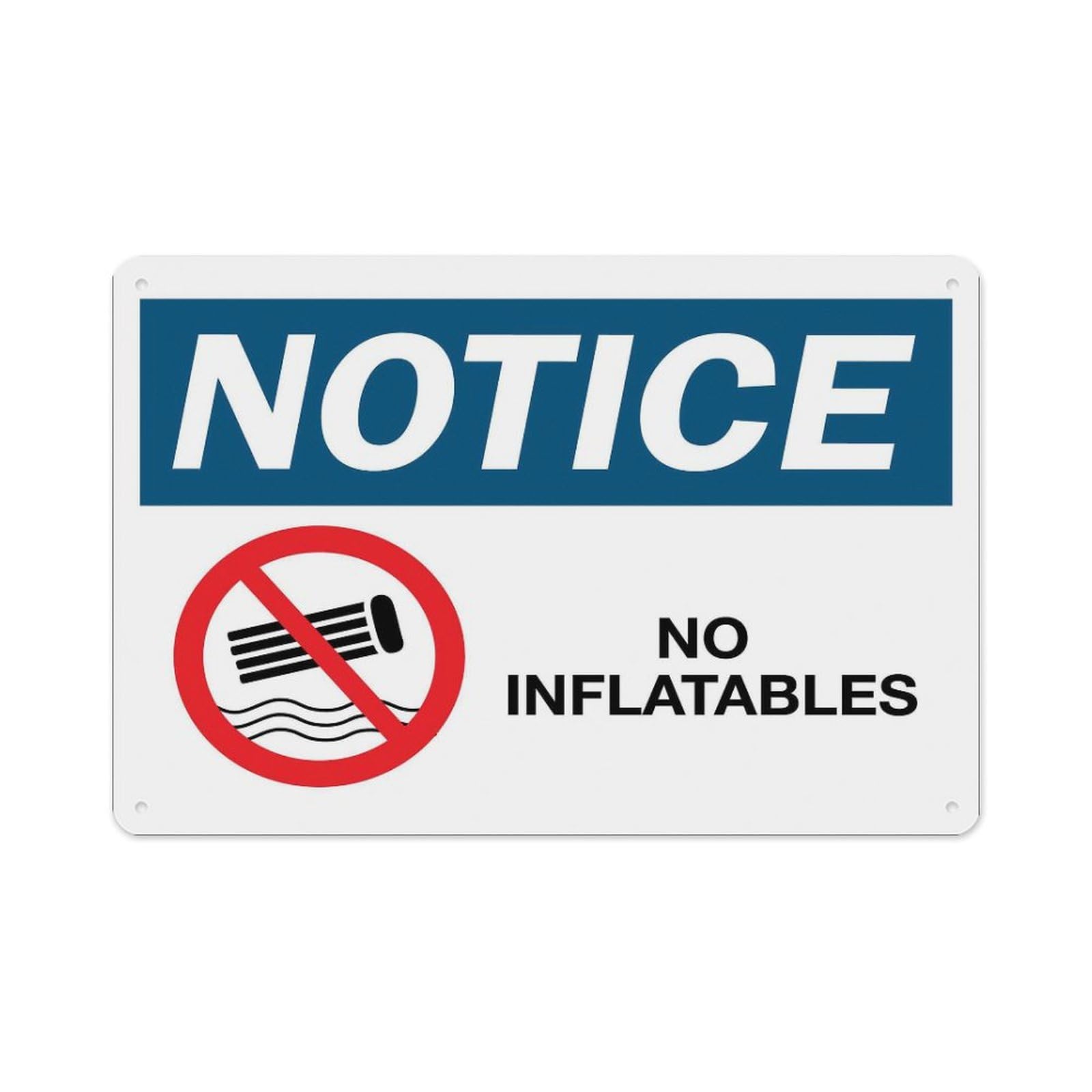 peiyeety Notice No Inflatables Sign Aluminum Tin Warning Signs for Home Outdoor Garden 8X12 Inches