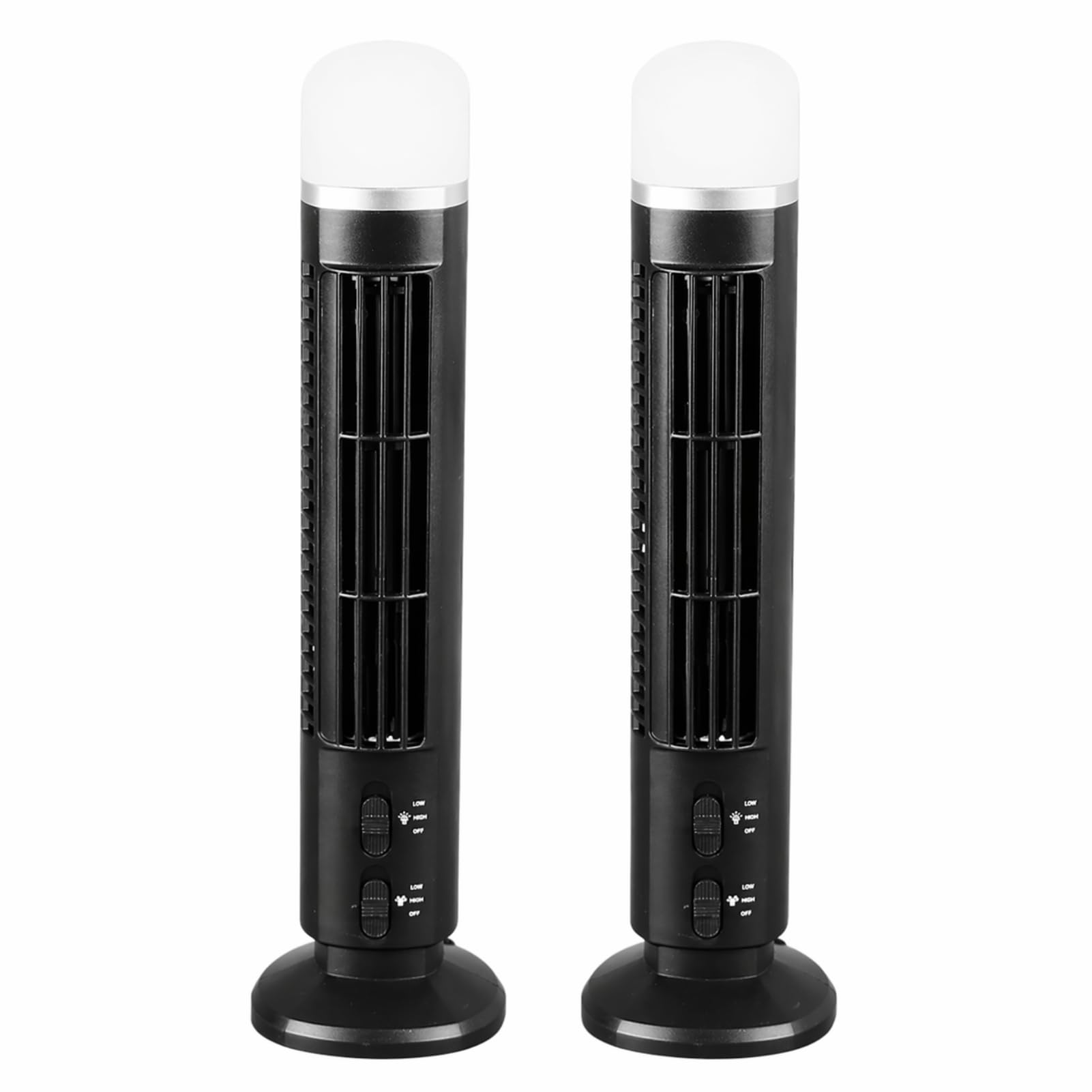 Ausla Ventilador de Torre sin Aspas con Luz LED, Mini Ventilador de Escritorio Silencioso Oscilante USB, Portátil para Hogar Oficina Escuela, 10,5x33 cm