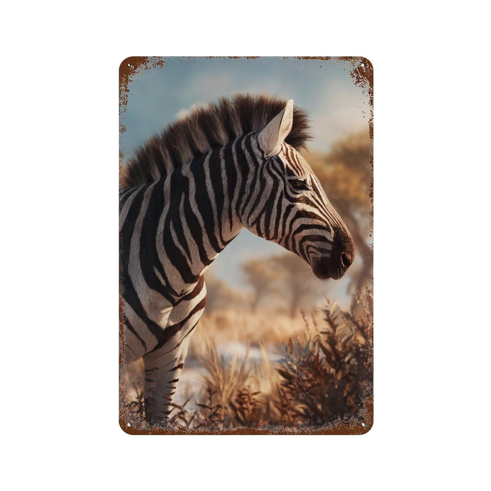 Zebras in The Wild Rusty Metal Tin Sign 11.8"x7.9", for Pub, Kitchen And Man Cave Decor, Novelty Wall Decor