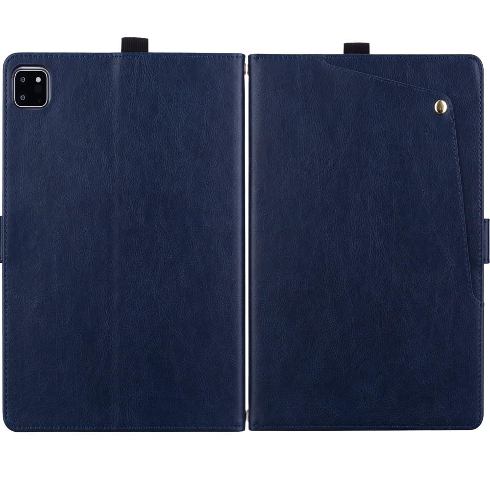 Generic Funda compatible con iPad de 9ª generación 10.2 2021 (color: azul oscuro) con tapa abatible de cuero de primera calidad con función atril