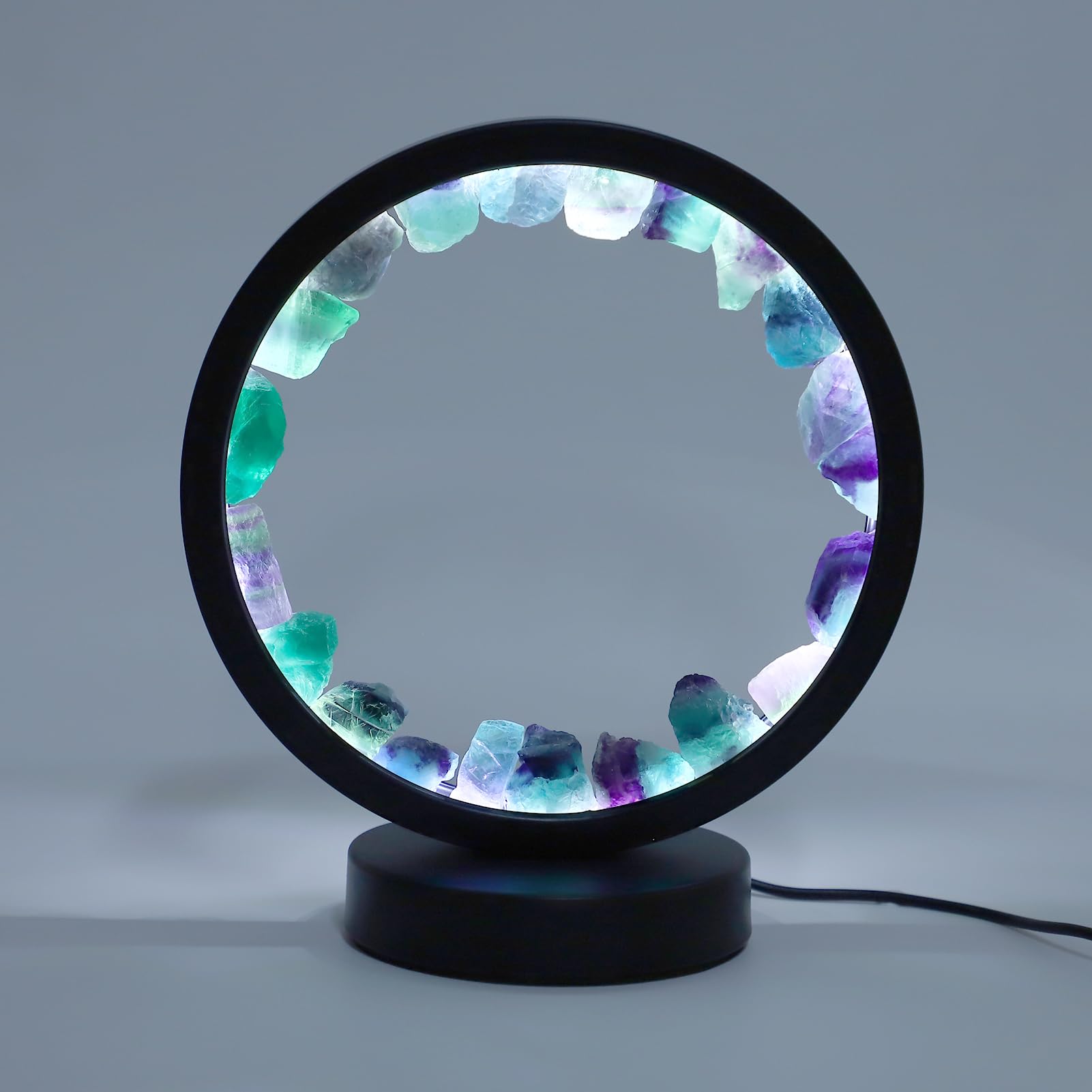 Acouto Fioletowa Lampa Regulowana Lampa z Kryształowego Kamienia, Regulowane Tryby Kolorów, Wyjątkowa Estetyka Natury, Oświetlenie Dekoracyjne do Sypialni i Biur