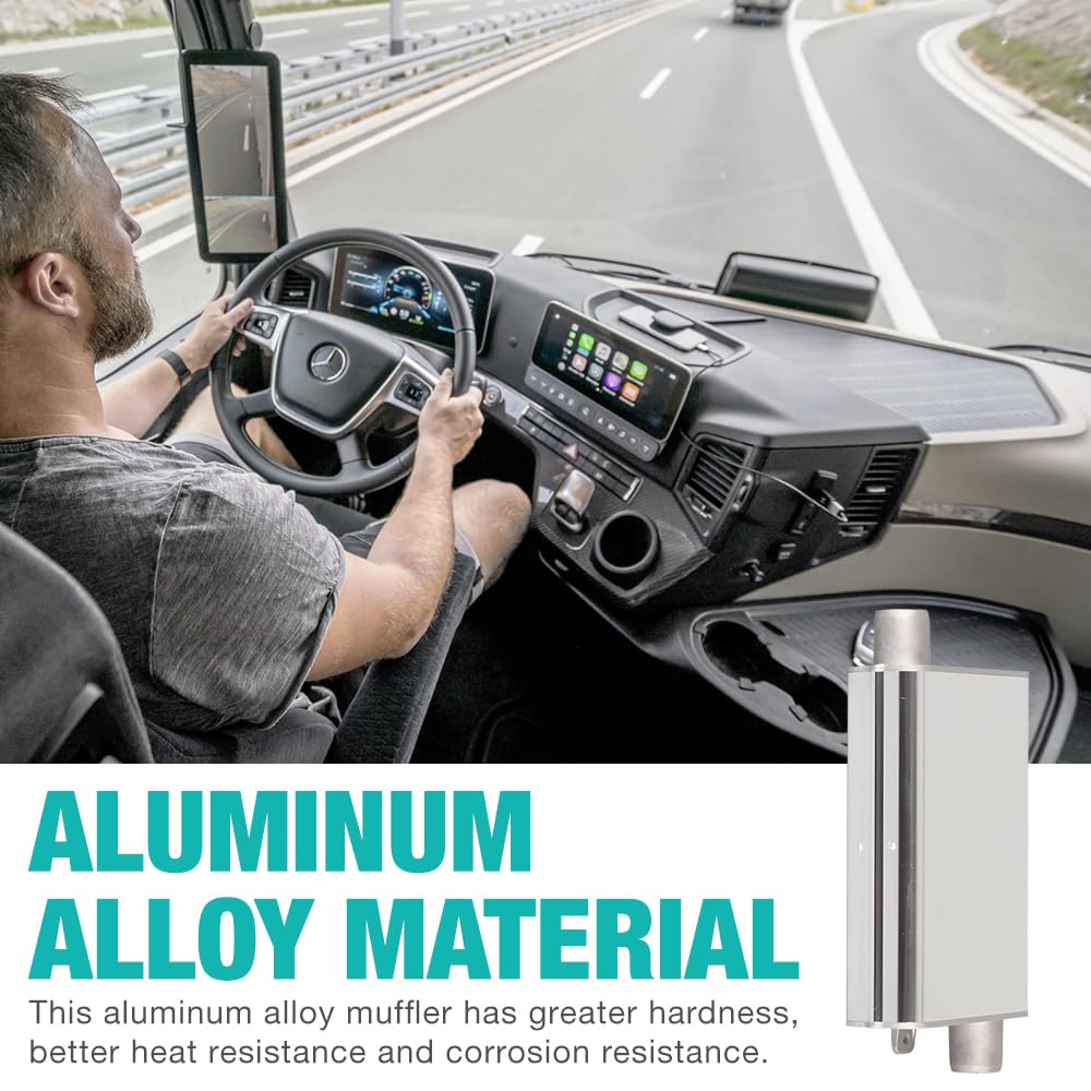 24mm Silenciador de Tubo de Escape, Silenciador de Escape, Silenciadores Escape Repuesto y Tubo de Escape de 200 cm Generaleación Aluminio Mejorado Para Sistemas Escape Automóviles(plata)