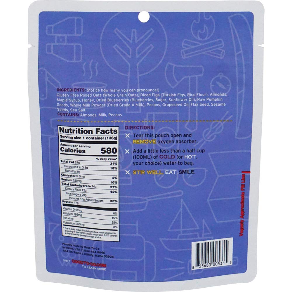 GOOD TO-GO Granola | Camping Food, Backpacking Food | Just Add Water Meals, Backpacking Meals | Dehydrated Meals Taste Better Than Freeze Dried Meals