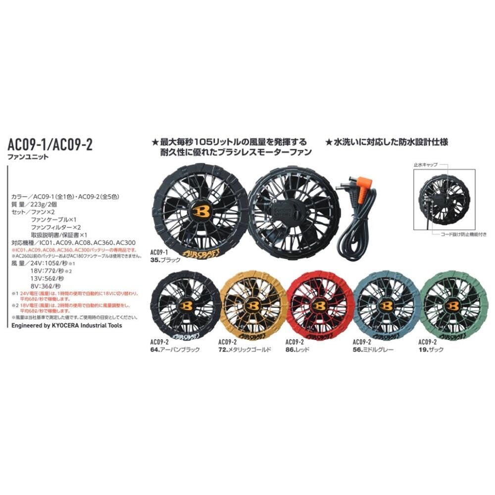 Amazon.co.jp: [バートル] カラーファンユニット 単品 AC09-2