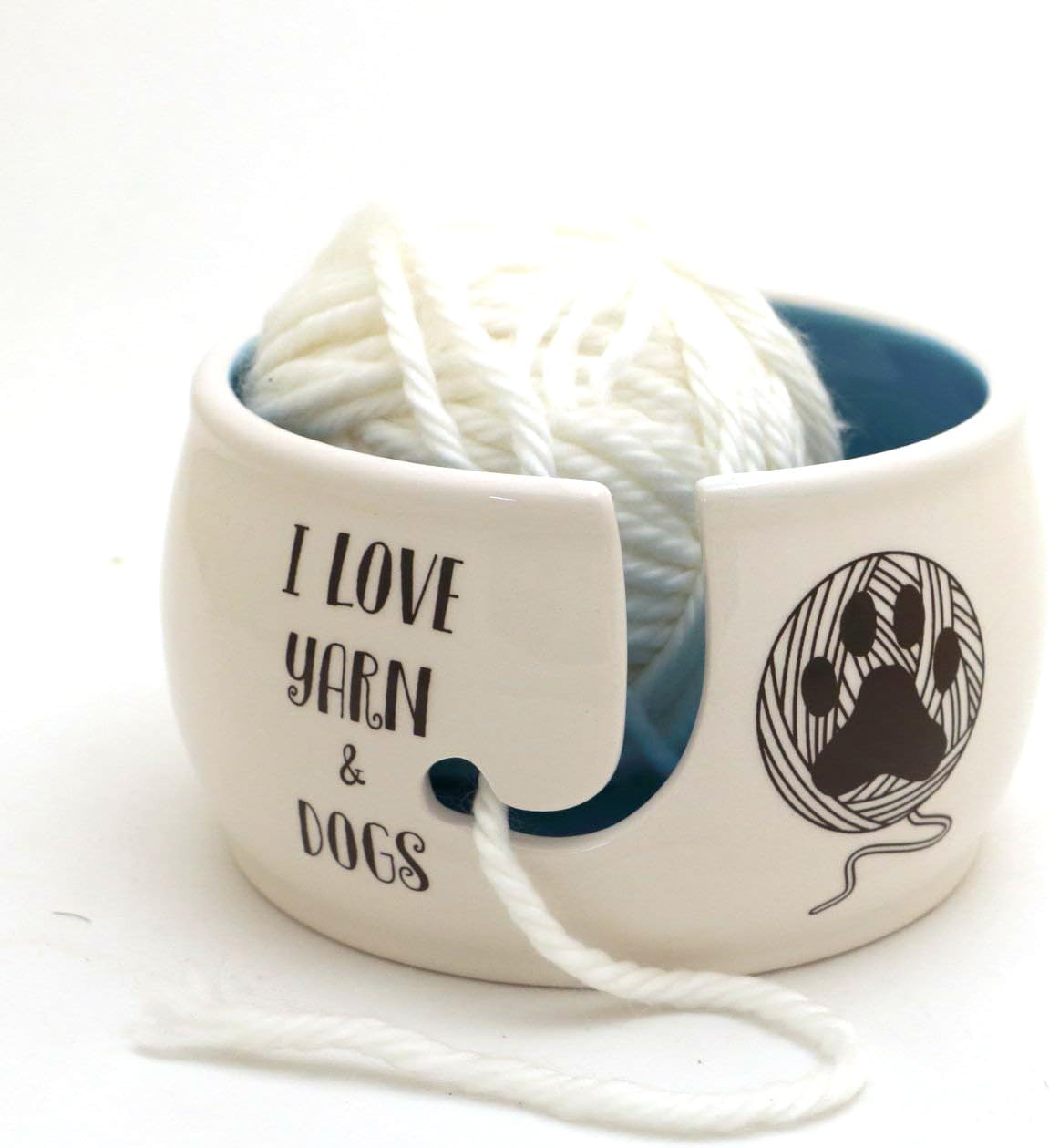 Dog Yarn Bowl, Handmade ceramic, Lennymud by Lorrie Veasey
