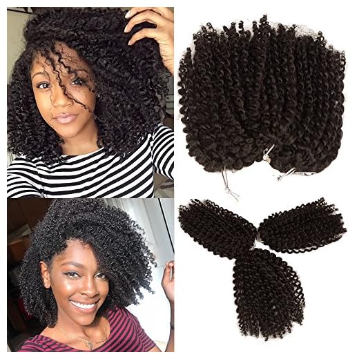 Kinky Curly Crochet Hair 8 Inch Short Marlybob Jerry Curl Natural Black Color Afro Kinky Twist Hair Crochet Soft Synthetic Crochet Braiding Hair Extention For Black Women(1B)