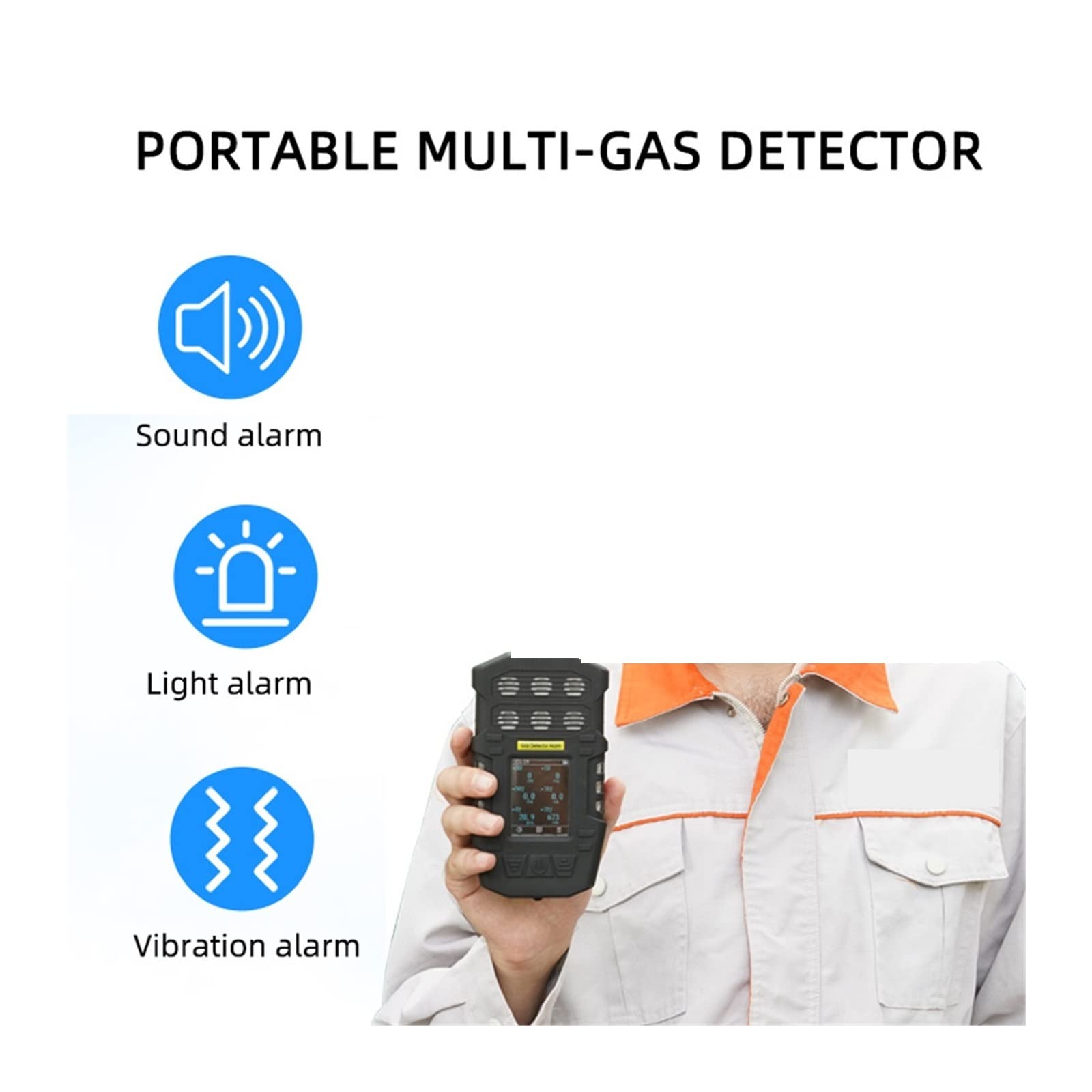 Detector de Gas, Detecto de Gas Profesional - NO2 SO2 Cl2, analizador de Gas portátil de Alta precisión con Pantalla LCD, función de Alarma y Carga USB